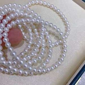wholesale 4-5mm Freshwater Pearl Bracelet Near Round <b>Mirror</b> Luster Almost Flawless White Shiny Pearl Wrist <b>Chain</b> - Product Image 2