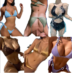 Moda de Verano al por Mayor, Top Halter Sexy con Cordones para Mujer, Conjunto de Micro Bikini Clásico de Color Sólido, Traje de Baño de Talla Grande - Product Image 1