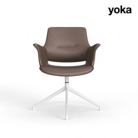 Vente directe d'usine, nouvelle arrivée, chaise de salle à manger en cuir moderne personnalisable, base en métal blanc clair, mobilier pour la maison, le bureau et les restaurants