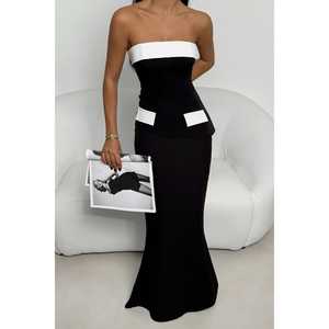 Costume jupe noir formel/décontracté avec décoration boutonnée - Product Image 4