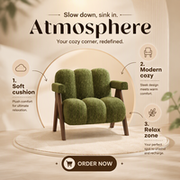 Fauteuil en velours noir et vert de style vintage, pieds en bois massif, imperméable, pour salon, balcon, meubles de maison