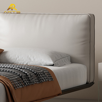 Lit à plate-forme flottante double minimaliste italien Lit sans tête en bois massif de frêne Meubles de maison Lit double Queen King Size