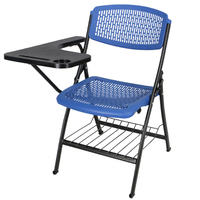 Chaise pliante multi-couleurs en plastique et métal, gain de place, avec tablette d'écriture, pour salle de classe, formation, bureau, événements