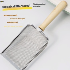 ที่ตักทรายแมวสแตนเลสทนทานใช้ซ้ำได้สำหรับกำจัดของเสียแมวและลูกแมว - Product Image 1