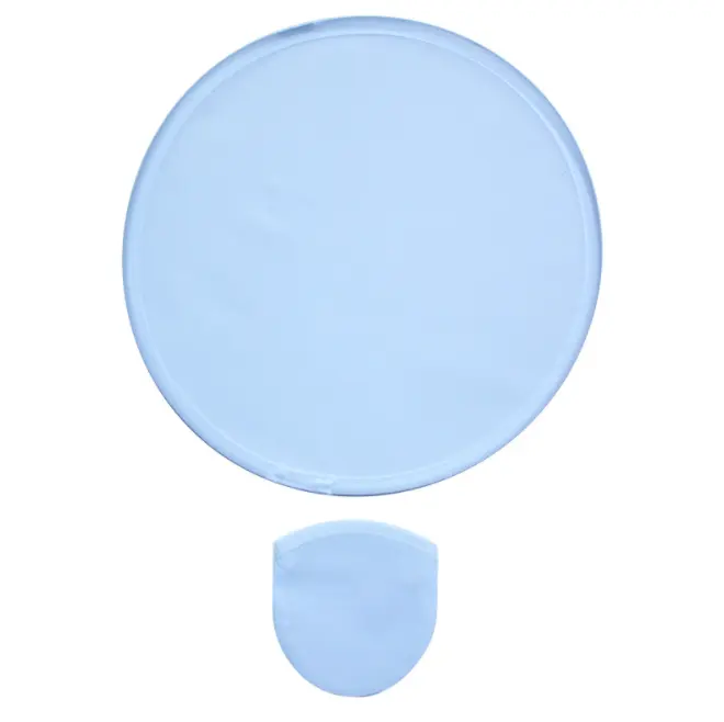 Süblimasyon için kese ile özel yuvarlak katlanabilir süblimasyon fan boş beyaz polyester yuvarlak katlanabilir uçan disk fan