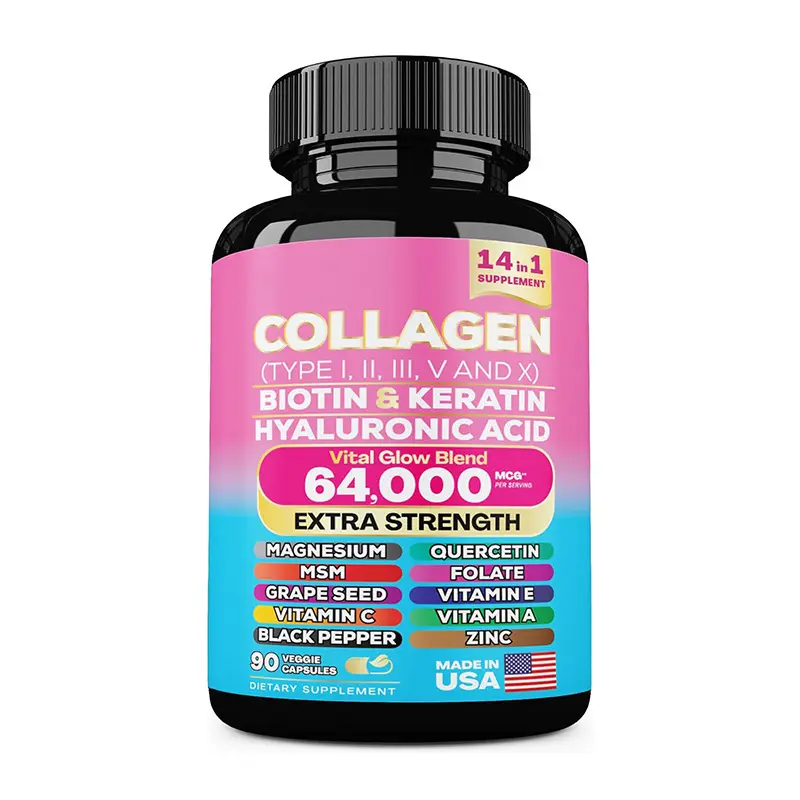 Diskon besar kapsul kolagen Label pribadi kapsul kolagen 14 dalam 1 harga grosir untuk anti-penuaan