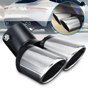 Universal Car Auto Dubbele Uitlaat Tip Dual Pipe Chrome Trim Gemodificeerde El Tubo De Escape Uitlaatpijp 2.5Inch