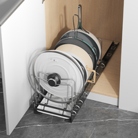 Uittrekbare keukenorganizer, metalen pannenrek, kastorganizer voor deksels, snijplanken en kookgerei