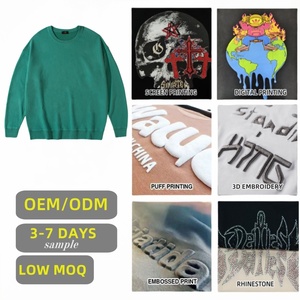 TKAN261 Venta al por mayor Color sólido Sudadera de manga larga Cuello redondo Diseño de estilo de pareja Bordado Jersey de gran tamaño para hombre - Product Image 5