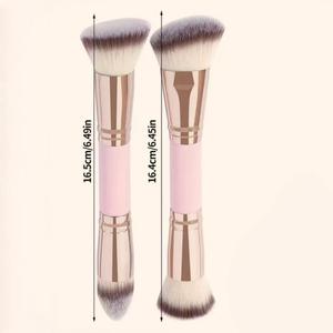 Set de 2 <span class=keywords><strong>Brochas</strong></span> de <span class=keywords><strong>Maquillaje</strong></span> Portátiles de Doble Punta con Mango de Madera Sintética Suave para Difuminar y Aplicar Corrector en Ojos y Rostro - Product Image 4