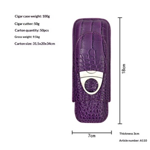 Portasigari in Pelle PU, Scatola Portatile per Sigari con 2 Tubi, Contenitore da Viaggio con Tagliasigari, Vendita all'Ingrosso - Product Image 6
