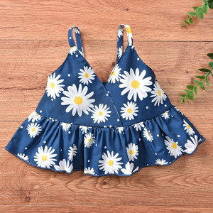 Vêtements d'été pour bébé, robe fleurie pour bébé fille, ensemble hauts + bandeau court à imprimé floral - Product Image 4