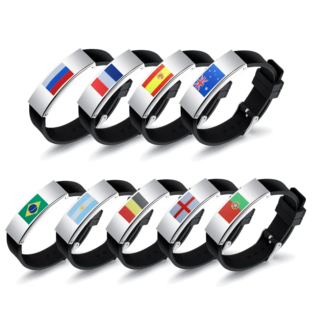 Accessoires pour Fans de Football, drapeaux de pays, bracelets en Silicone, coupe du monde 2022, Bracelet pour coupe du monde 2022