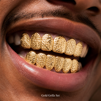 BES Fashion Hip Hop Grillz en laiton plaqué or 14K en forme de dents, bijoux corporels unisexe pour Halloween, anniversaire ou fêtes