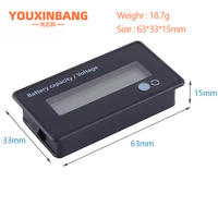 Pengukur baterai Dc 12v 24v 36v 48v 72v, dengan Alarm, indikator kapasitas baterai, Monitor voltase dan indikator Ion Lithium