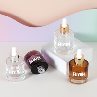 Flacon compte-gouttes en verre transparent à paroi épaisse 30 ml/50 ml, fond lourd, 1 oz, flacon pompe pour toner cosmétique, sérum, soin de la peau, crème pour le visage