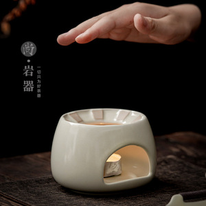 Juego de mini estufa de cerámica con calentamiento por vela, porcelana redonda resistente al calor para uso doméstico, accesorios para té Kung Fu - Product Image 4