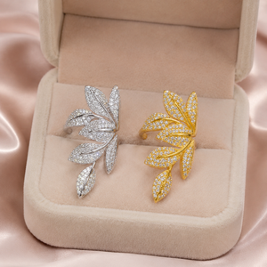 Anello con Design a Foglia e Fiore, Stile Statement, Anello per Dito Indice da Donna - Product Image 6