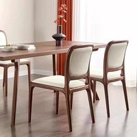 Chaise de salle à manger en bois massif durable avec dossier, revêtement en cuir et accoudoirs, ergonomique, entièrement assemblée, pour hôtel