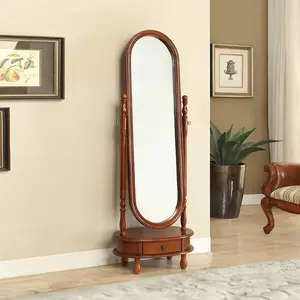 Most Popular Cheval Mirror Solid Wood Bedroom Standing Mirror With Drawers Wooden Full Length Mirror Bedroom Furniture