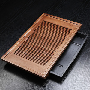 Bandeja de Té de Madera Maciza en Forma de Barco, Estilo Cajón de Roble, Juego de Té Kung Fu, Bandeja de Té de Madera con Almacenamiento de Agua, Estilo Chino - Product Image 2
