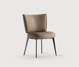 Soft upholstered dining chair Italian minimalist dining chair household diningchair leather backrest chair business meetingchair - Product Image 4