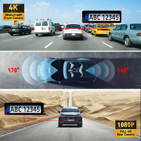 Caméra embarquée de voiture mini DVR avec écran IPS 4K+1K, enregistrement routier en boîte noire, double objectif avant et arrière, GPS