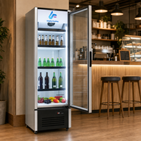 Réfrigérateur commercial à porte vitrée simple pour boissons, 215L, R290, refroidissement par ventilateur, 1,5 kWh/jour, économie d'énergie, pour supermarchés et magasins de proximité