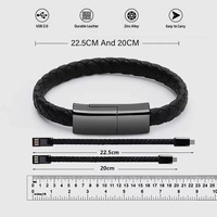 Bracelet en cuir tressé, bracelet chargeur de données pour iPhone Android, pour câble de charge de type C