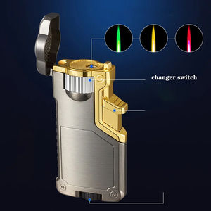 Encendedor de Metal con Llama de Chorro de Tres Colores de <span class=keywords><strong>Tiktok</strong></span>, Encendedor de Gas Butano Resistente al Viento - Product Image 5