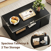 Table basse rectangulaire moderne avec rangement ouvert, finition grain de bois, pour salle de télévision, personnalisable, livraison directe