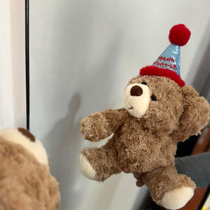 En gros, Peluche Ourson Doux ODM de 30 cm, Rembourrée en Coton PP, avec Chapeau d'Anniversaire et Motif Rose - Product Image 3