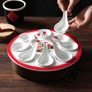 Xiangyuan <b>melamine</b> tableware, shrimp paste special <b>plate</b>, commercial imitation porcelain <b>plate</b>, banquet and banquet creative - Product Image 2