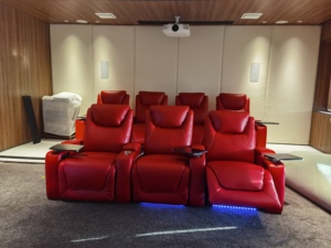 Sofá LED de Alta Calidad en Cuero Azul, Reclinable, Eléctrico, para Cine en Casa, Muebles VIP para Sala de Cine - Product Image 2