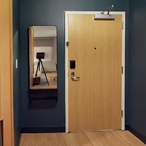 Porte en bois MDF ignifuge moderne <span class=keywords><strong>de</strong></span> 20 minutes pour hôtels commerciaux, finition côté ouverture, design d'<span class=keywords><strong>entrée</strong></span> pour les clients - Product Image 3