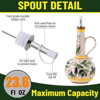 Dispensador de Aceite de Oliva de 500 ml, Botella de Cerámica con Relieve para Aceite y Vinagre, Contenedor de Almacenamiento de Condimentos, Dispensador de Aceite, Botella de Aceite de Cerámica