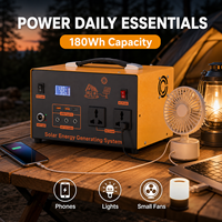 Station d'alimentation portable 300W 180Wh LiFePO4, générateur solaire à onde sinusoïdale pure, MPPT, charge rapide Type-C PD, charge sans fil, extérieur