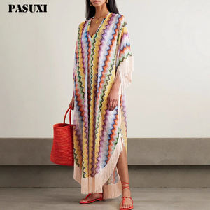 PASUXI Robe Longue Femme Bohème Imprimée Élégante d'Été, Décontractée Grande Taille pour Plage - Product Image 1