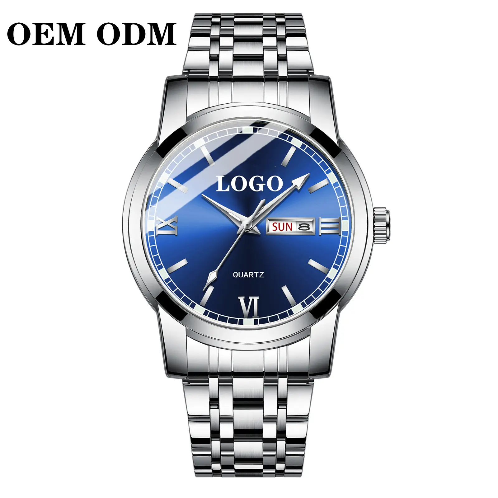 OEM ODM Men's Watch Top Luxury Analog Quartz Watch Men's Clock Week Calendar Business Men's Watch