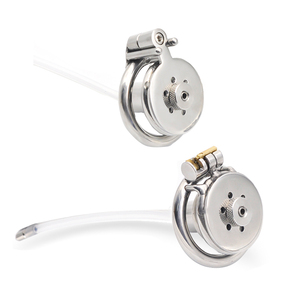 Alat kesucian pria baja tahan karat kandang sederhana terbalik dengan kateter yang dapat dilepas untuk produk seks pria - Product Image 1