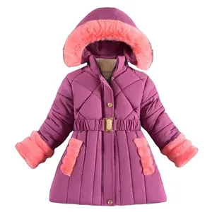 Kids Clothes Wholesale Windproof Detachable Fur Hood Girls Winter Coat Kids Down Jacket Cotton-padded Clothes