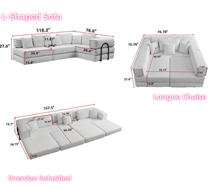 Modern Simple Compression L-Shaped <b>Sofa</b> Set with <b>Sponge</b> Filling Removable Washable Cover Armrests and Pillows <b>for</b> Living Room - Product Image 2