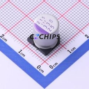 Condensateur solide SMD 25SVF330M, D10xL12.7mm (Capacité : 330uF) (Précision : 20%) Tension nominale : 25V - Product Image 1