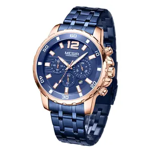 2021 heißer Verkauf Luxus Männer Uhr Oem Design Gold Farbe Chronograph Mode Quarz Uhren Männer Armbanduhren