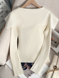 Maglione Slim a Maniche Lunghe da <span class=keywords><strong>Donna</strong></span> con Ampio Collo e Bottoni, Design Elegante e Raffinato, Vendita all'Ingrosso - Product Image 6