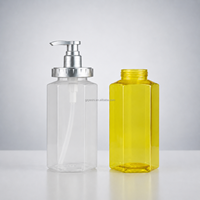 Bouteille de shampooing hexagonale en PET de 500 ml et 600 ml, avec pulvérisateur, vide, en plastique, pour gel douche, après-shampoing, emballage avec pompe à lotion