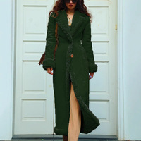 Vestes pour femmes : Vestes en cuir pour femmes : Manteaux en cuir pour femmes : Manteaux matelassés pour femmes : Trench-coat épais et chaud en faux daim pour l'hiver