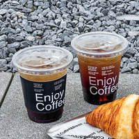 Gobelets PET personnalisés avec couvercle transparent et ouverture pour paille, pour boissons à emporter, en lots et accessoires assortis pour chariot à café