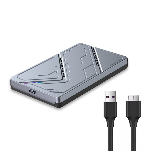 2.5 Inch USB3.0 SATA HDD Box with RGB External HDD SSD Enclosure Plastic Aluminum Case Tool Free 5Gbps Support UASP for SSD 4TB