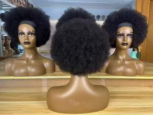 Perruques bandeau bouclées <span class=keywords><strong>afro</strong></span> crépues et volumineuses, 100% cheveux humains véritables, fabriquées à la machine, pour femmes noires, <span class=keywords><strong>demi</strong></span>-<span class=keywords><strong>perruque</strong></span> sans colle, fournisseur - Product Image 3